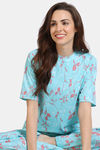 Zivame Venus Dreams Knit Poly Loungewear Top - Aruba Blue — thumbnail 1